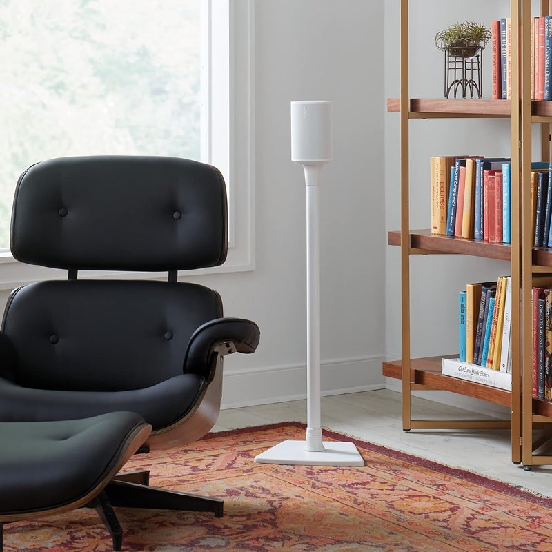 Sanus Speaker Stand for Sonos Era 100™ - Fixed Speaker Stand w/Easy 3 Step Install -Includes All Hardware, Carpet Spikes & Rubber Feet - White - Image 5
